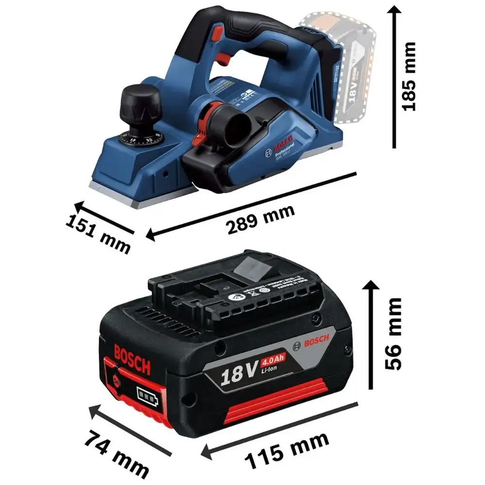 Plaina 18V 14.000RPM GHO15B5 com bateria 4 ah Bosch — fotografia 2