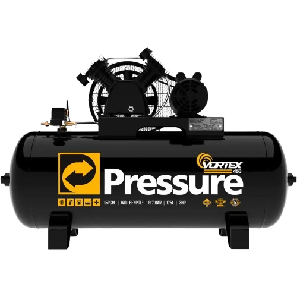 Compressor de ar vortex 450 15PCM 140PSI 175L mono bivolt Pressure — fotografia 2