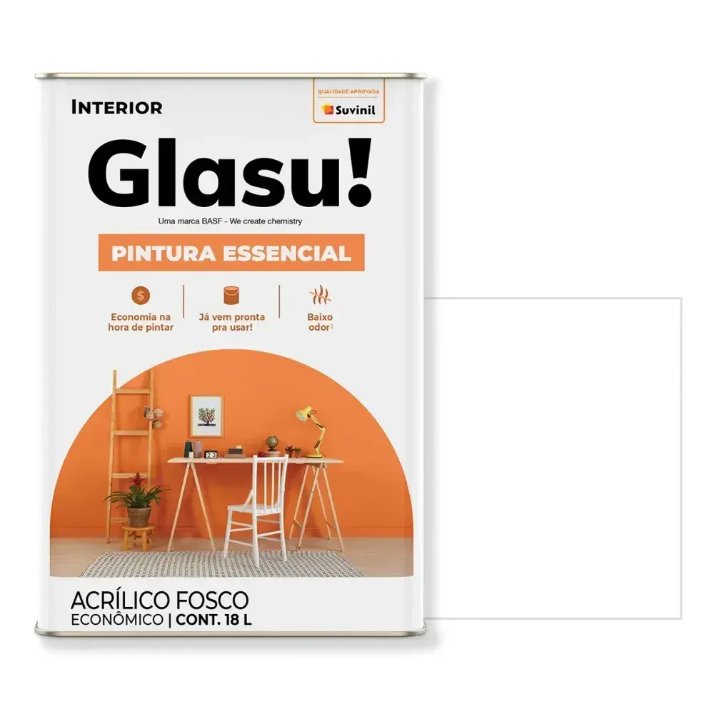 Tinta acrílica essencial fosco branco 18L da suvinil glasu — fotografia 2