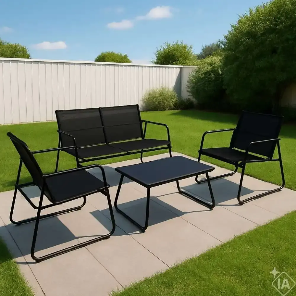 Conjunto de mesa e 3 cadeiras para jardim weekend BEL Cinza Belfix — fotografia 6
