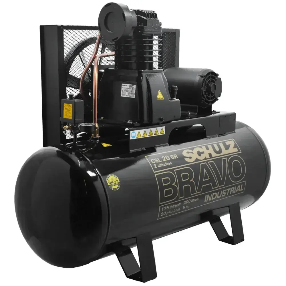 Compressor de ar bravo CSL20BR/200 20PCM 5HP trifásico Schulz — fotografia 7