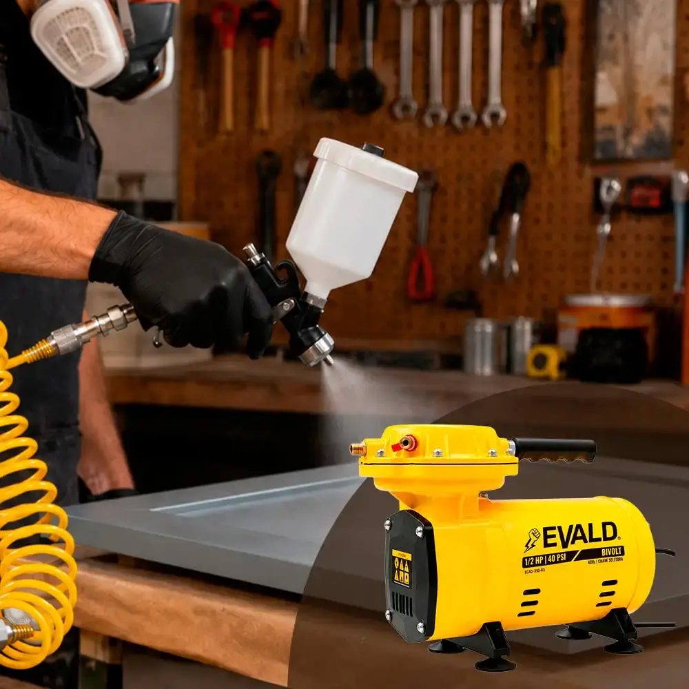 Compressor ar direto 1/2HP 1/2 polegada 350W kit 9 acessórios bivolt ECAD-350-03 Evald — fotografia 8
