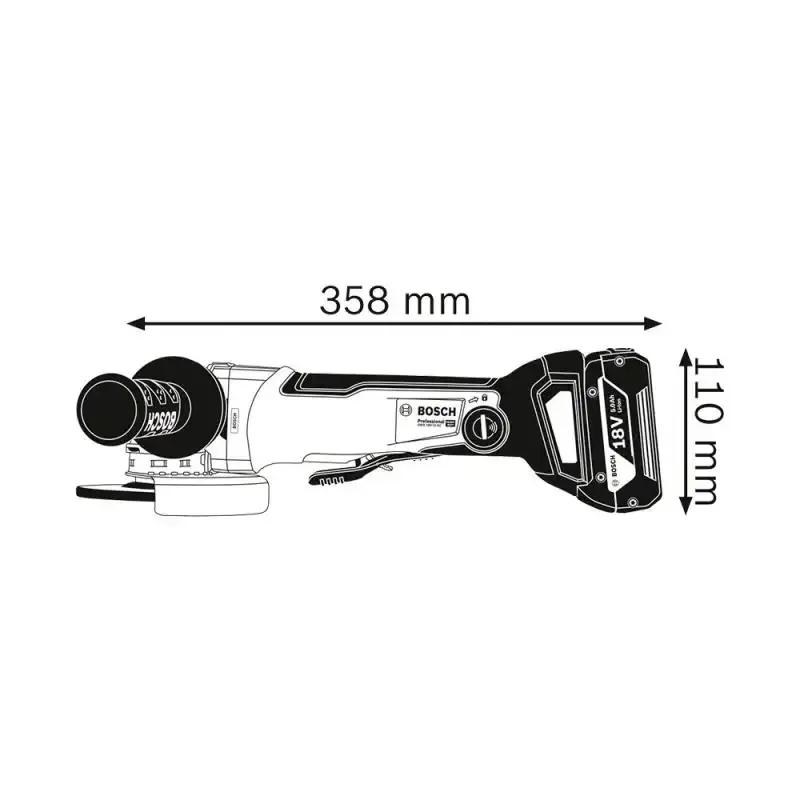 Esmerilhadeira angular 18V 4.1/2 e 5 POL xlock 18V-10 PC bateria 4 ah GBA li-ion Bosch — fotografia 4