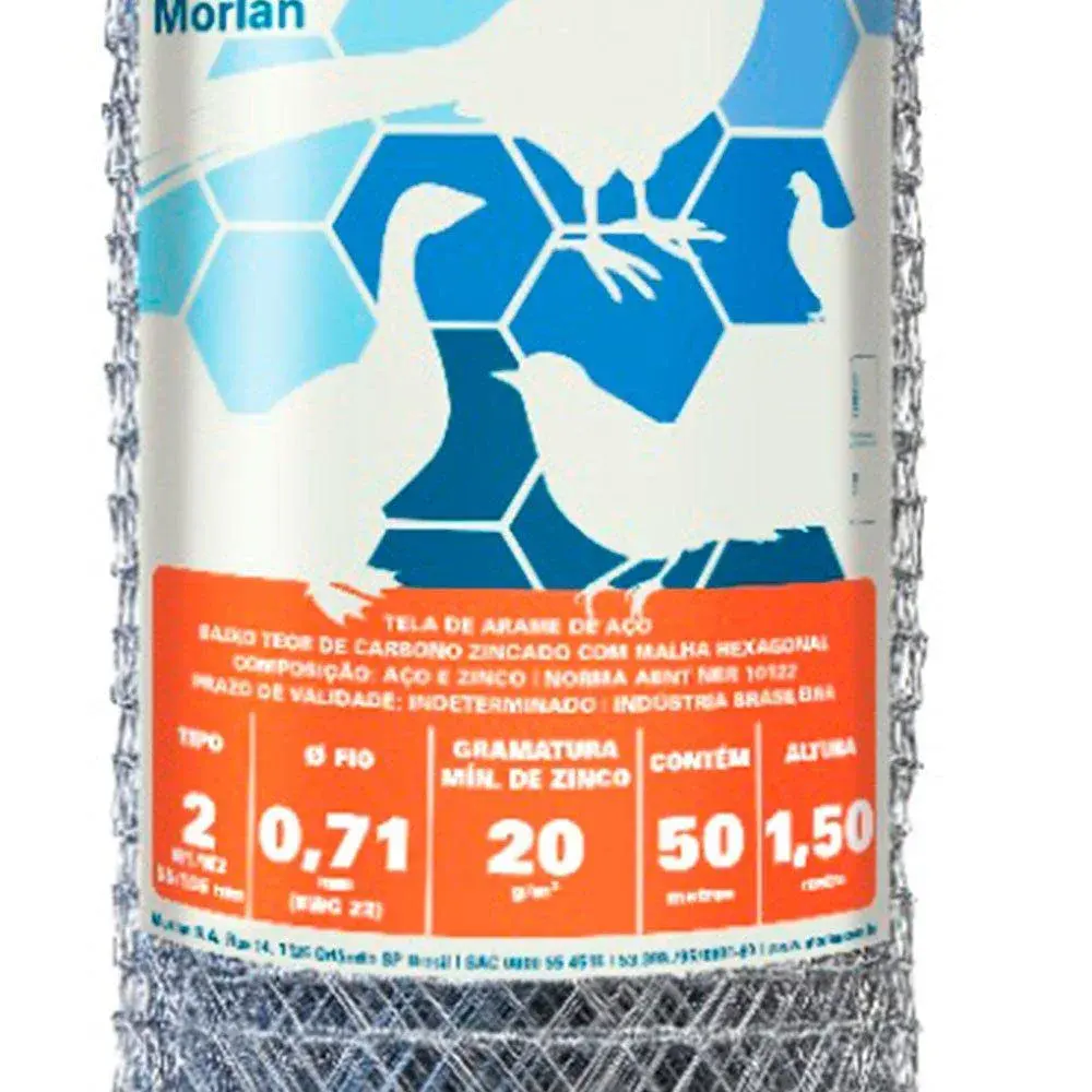 Tela galinheiro galvanizada T2 fio 22 (0,71MM) 1,50X50M - Morlan — fotografia 3