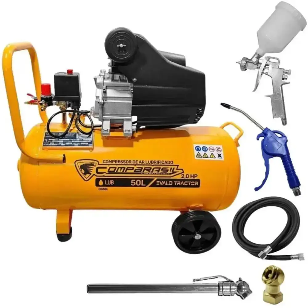 Compressor portátil lub 8,6 pés 2HP 50L com kit 5 peças evald tractor Compbrasil 220 V — fotografia 10