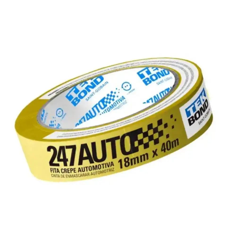 Fita Crepe 18 MM x 40 Metros Automotiva Amarela TEKBOND TEK Bond — fotografia 4