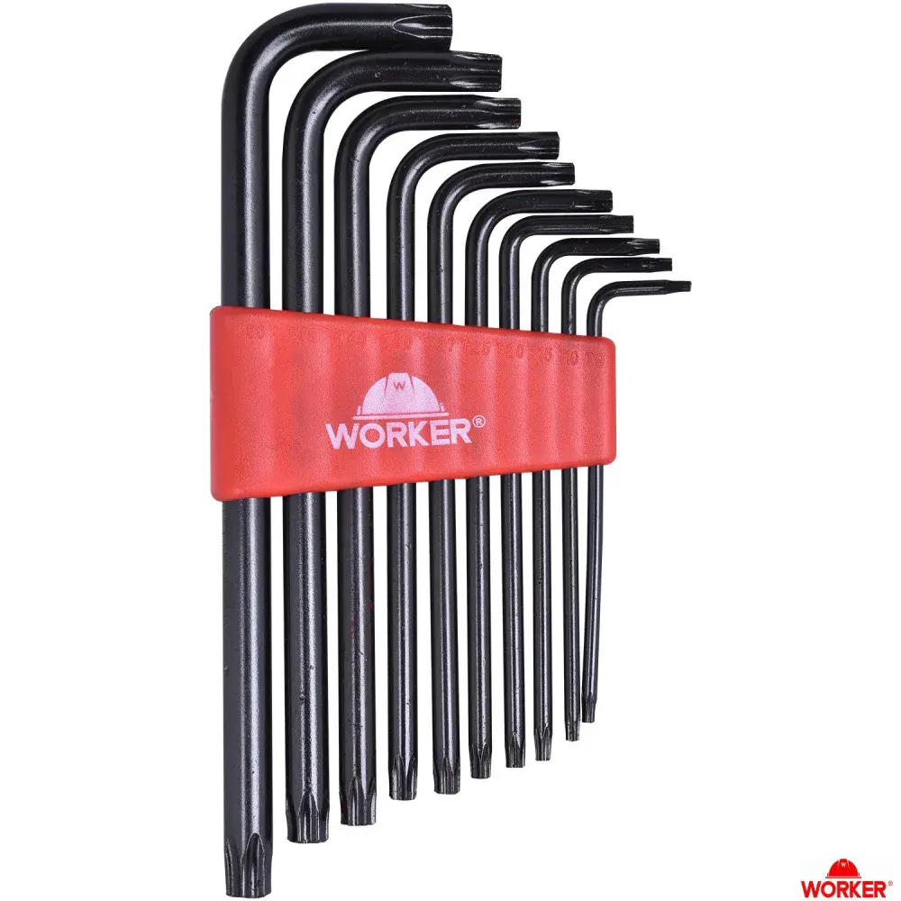 Jogo de chave torx longa T9-T50 10 peç Worker