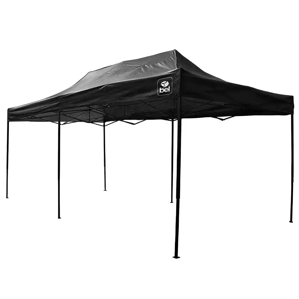 Tenda gazebo 3 x 6 metros dobrável pagoda preta articulada 334607 BEL — fotografia de referência