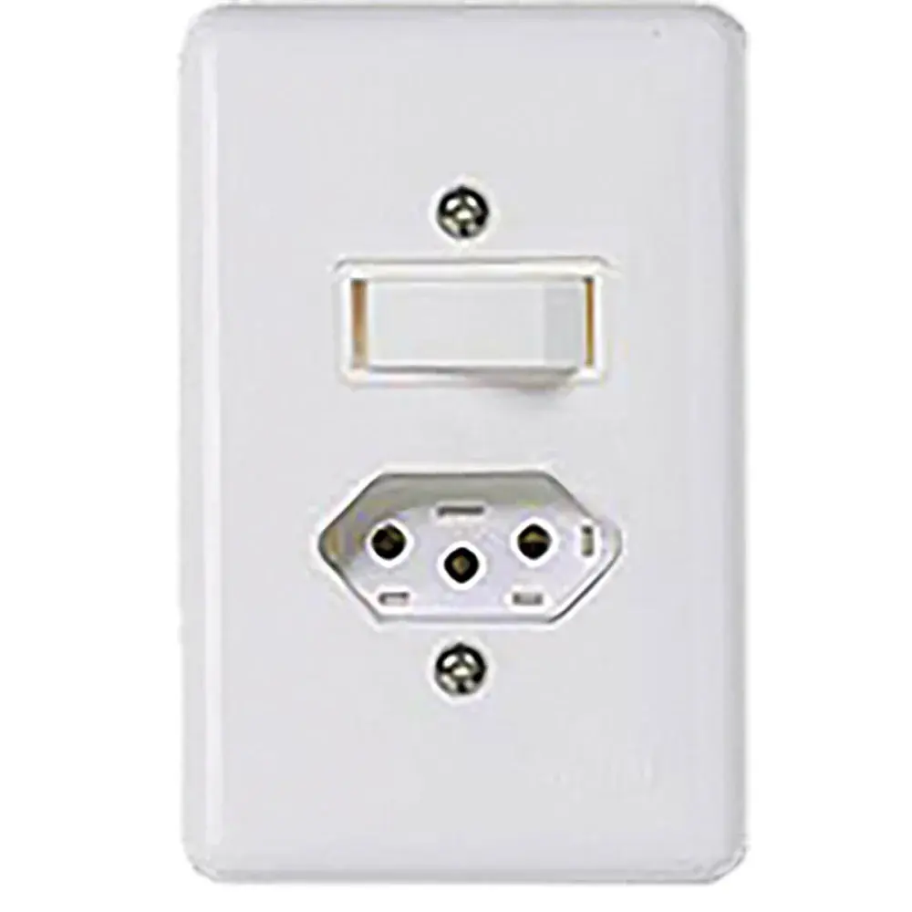Interruptor slim 1TS com tomada branco 10A Ilumi — fotografia de referência