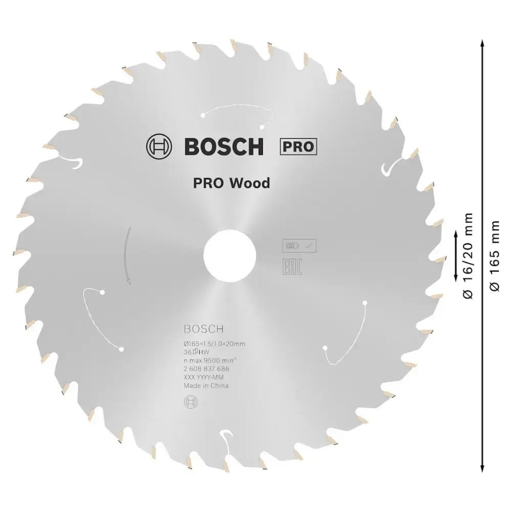 Disco de Corte STD For Wood 165 x 20 MM 36 Dentes BOSCH — fotografia 3