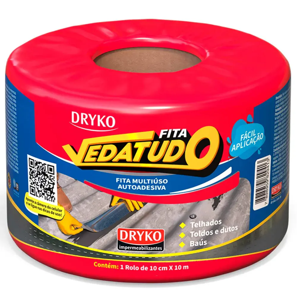 Fita autoadesiva de alumínio vedatudo 10CMX10M Dryko