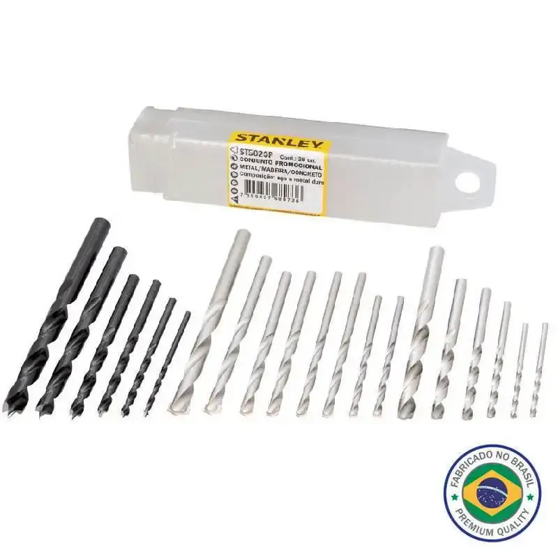 Jogo de Brocas para Madeira. Metal e Concreto Kit c/ 20 Peças ST5020P STANLEY — fotografia de referência