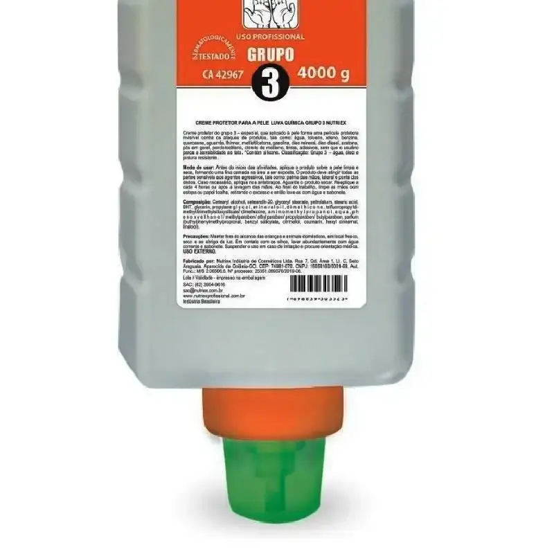 Creme protetor para mãos - luva química - grupo 3 (Água - óleos - pintura) 4.0 KG Nutriex — fotografia 4