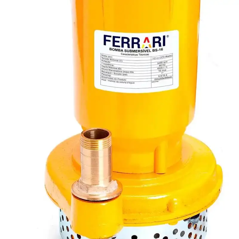 Bomba submersa para água suja 370W BS16 premium AAB1040050 Ferrari 110 V — fotografia 5