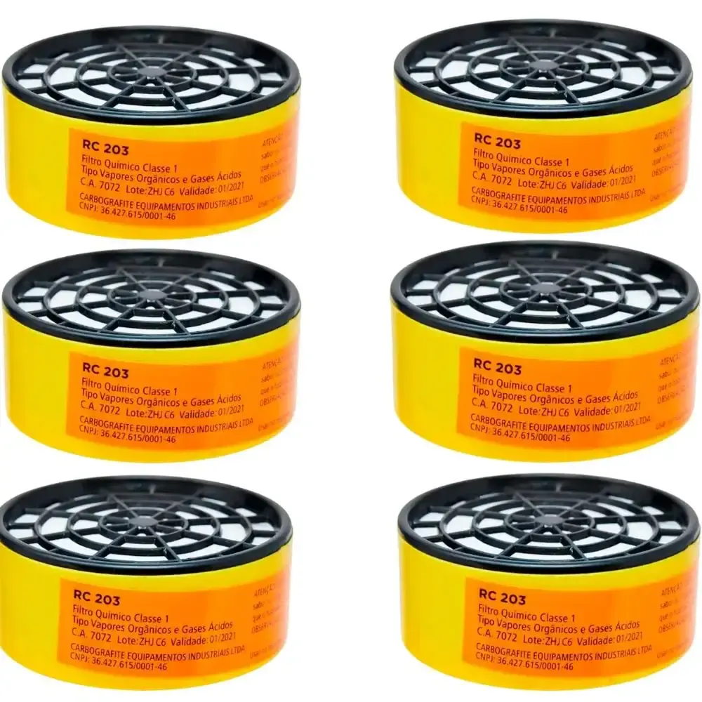 Kit com 6 cartuchos para máscara de gás Carbografite