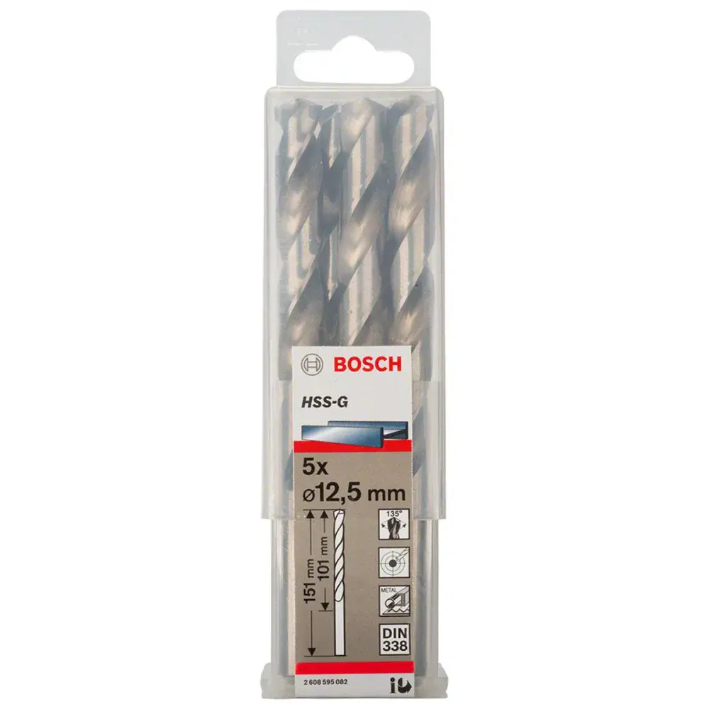 Broca para metal de aço rápido cilíndrico hss-g 12,5MM Bosch — fotografia de referência