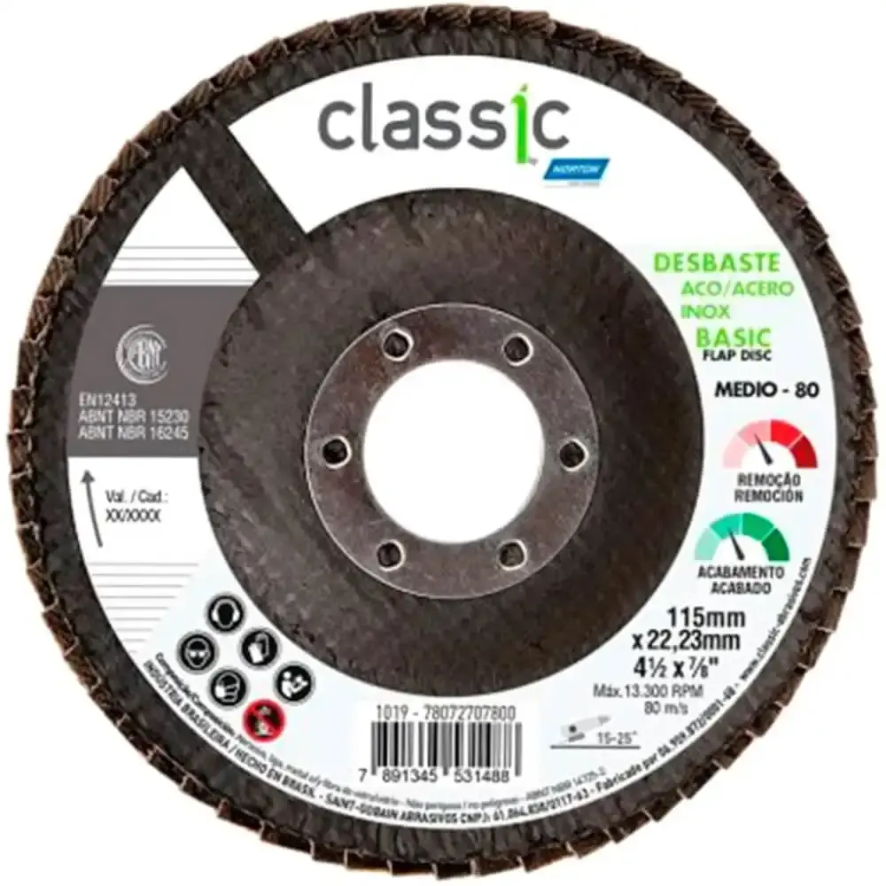 Disco flap classic basic 115MM grão 80 para lixadeira e esmerilhadeira Norton — fotografia de referência