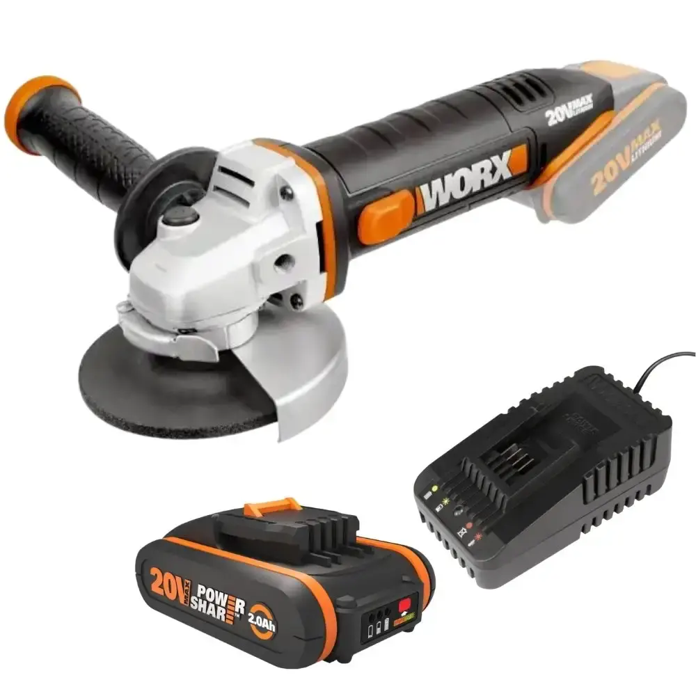 Esmerilhadeira angular 4,1/2POL com bateria 20V 2,0AH e carregador 16-20V bilvot Worx