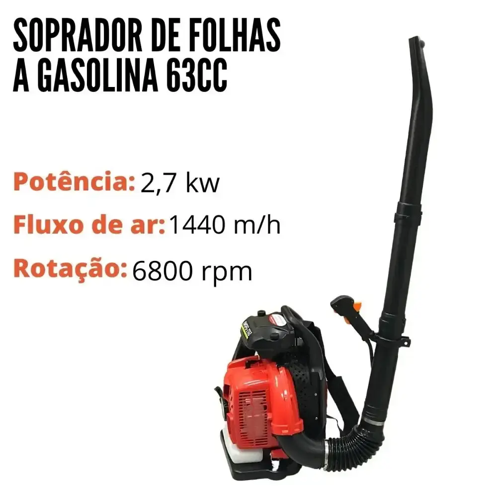 Soprador de folhas a gasolina 2 tempos 63CC 2,7KW Evald — fotografia 5