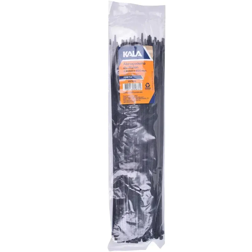 Abraçadeira nylon 3,6MM x 150MM preta 100 peç Kala