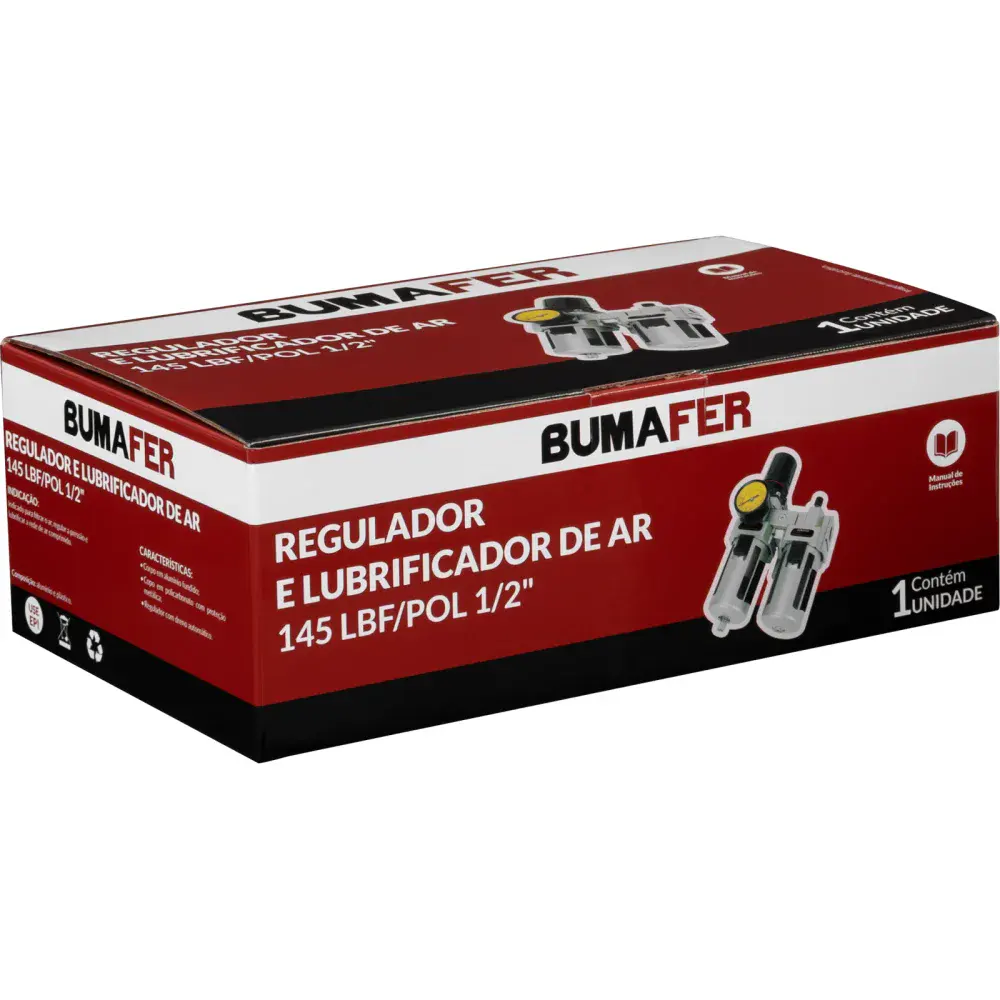Regulador e lubrificador de ar 145 lbf/pol 1/2 Bumafer — fotografia 6