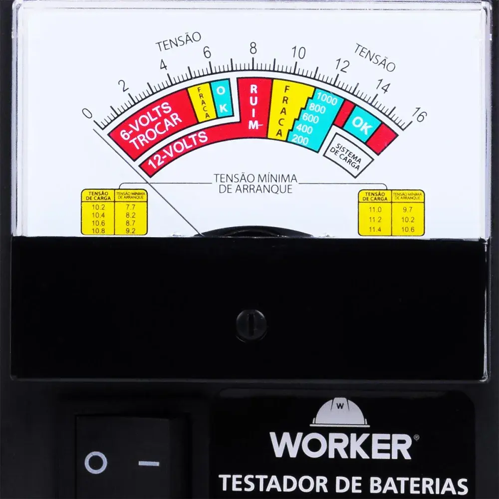Testador de baterias TBW1000 100A 170AH 16VCC Worker — fotografia 4