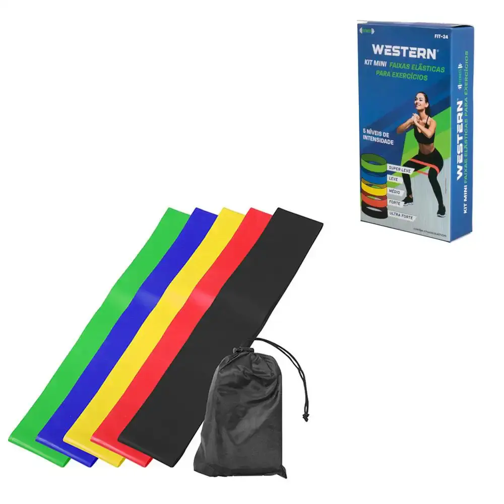Kit 5 faixas elásticas para treino 5 cores e tensões FIT-24 Western