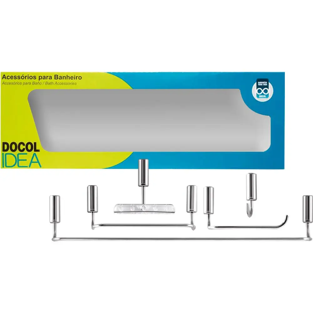 Kit acessórios de banheiro idea cromado 5 peç Docol