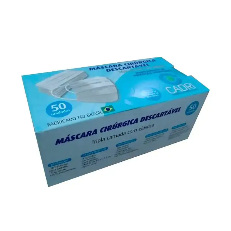 Máscara Descartável TNT Tripla Camada c/ Clipe Nasal 100% Polipropileno Kit 50 Unidades CADRI — fotografia 6