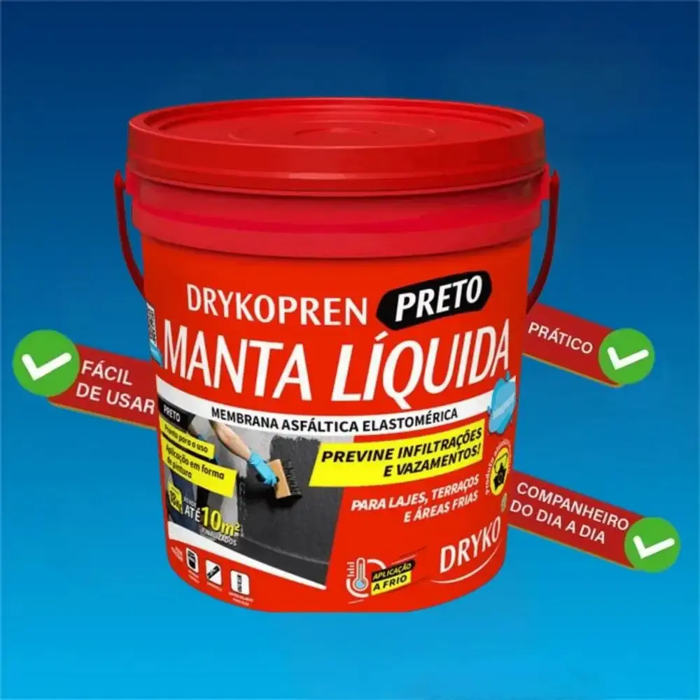 Manta líquida asfáltica drykopren 3,6 litros preto Dryko — fotografia 4
