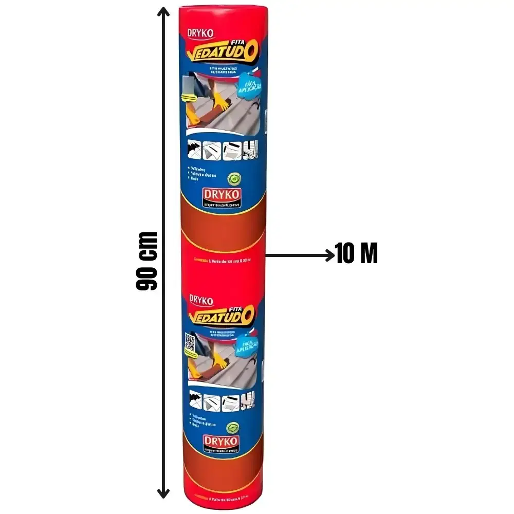 Fita Multiuso Autoadesiva Asfáltica 90cm x 10M Terracota Vedatudo DRYKO — fotografia 4