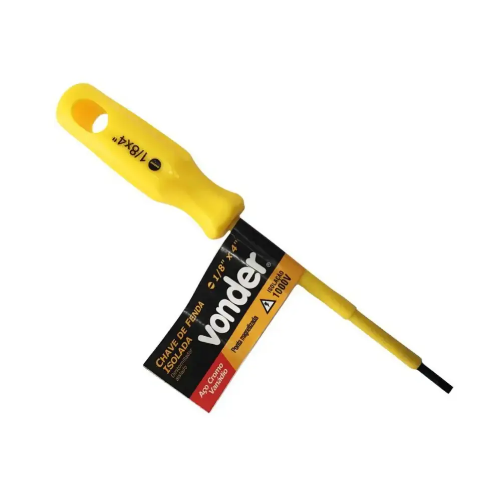 Chave de Fenda 1/8 x 4 POL Isolada Aço Cromo Vanádio VONDER — fotografia de referência