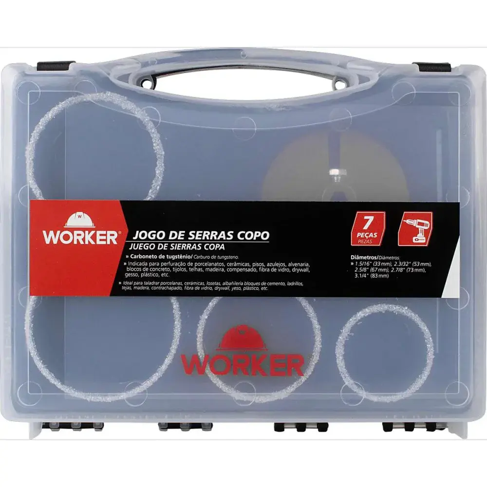 Jogo serrra copo 7 peç tungstênio Worker