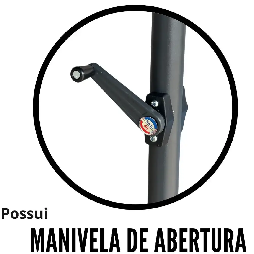 Ombrellone preto 2,70M articulado com manivela IWOBCA270PT ImportWay — fotografia 5