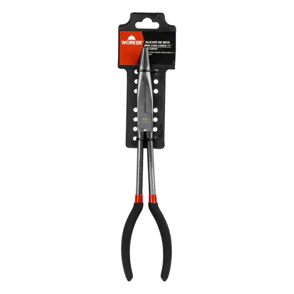 Alicate de bico meia cana longo curvo 11” Worker — fotografia 7