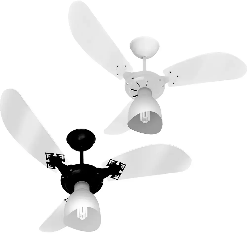 Ventilador de teto 3 pás 130W transparente várias cores Venti-delta 110 V Branco