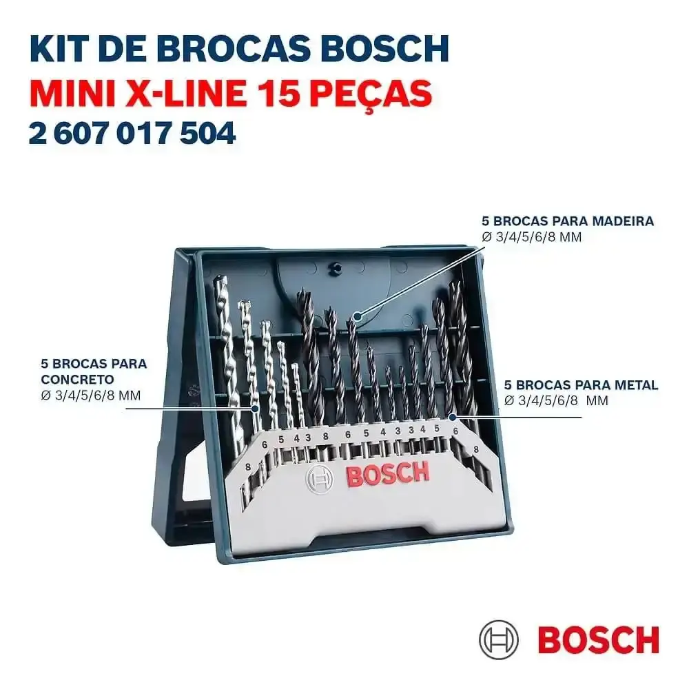 Parafusadeira de impacto 65NM brushless com 2 baterias 2,0AH carregador e kit brocas 15 peças Bosch — fotografia 8