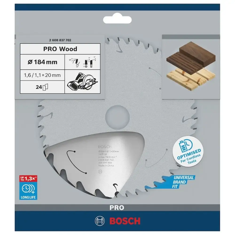 Disco de serra circular PRO wood cordless 184X20MM 24 dentes Bosch — fotografia 4