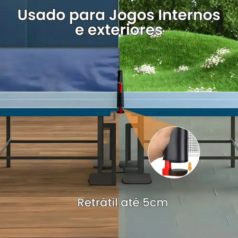 Mesa Dobrável em Alumínio Vira Maleta Camping 120cm x 60cm com Kit Ping Pong ZELT — fotografia 9