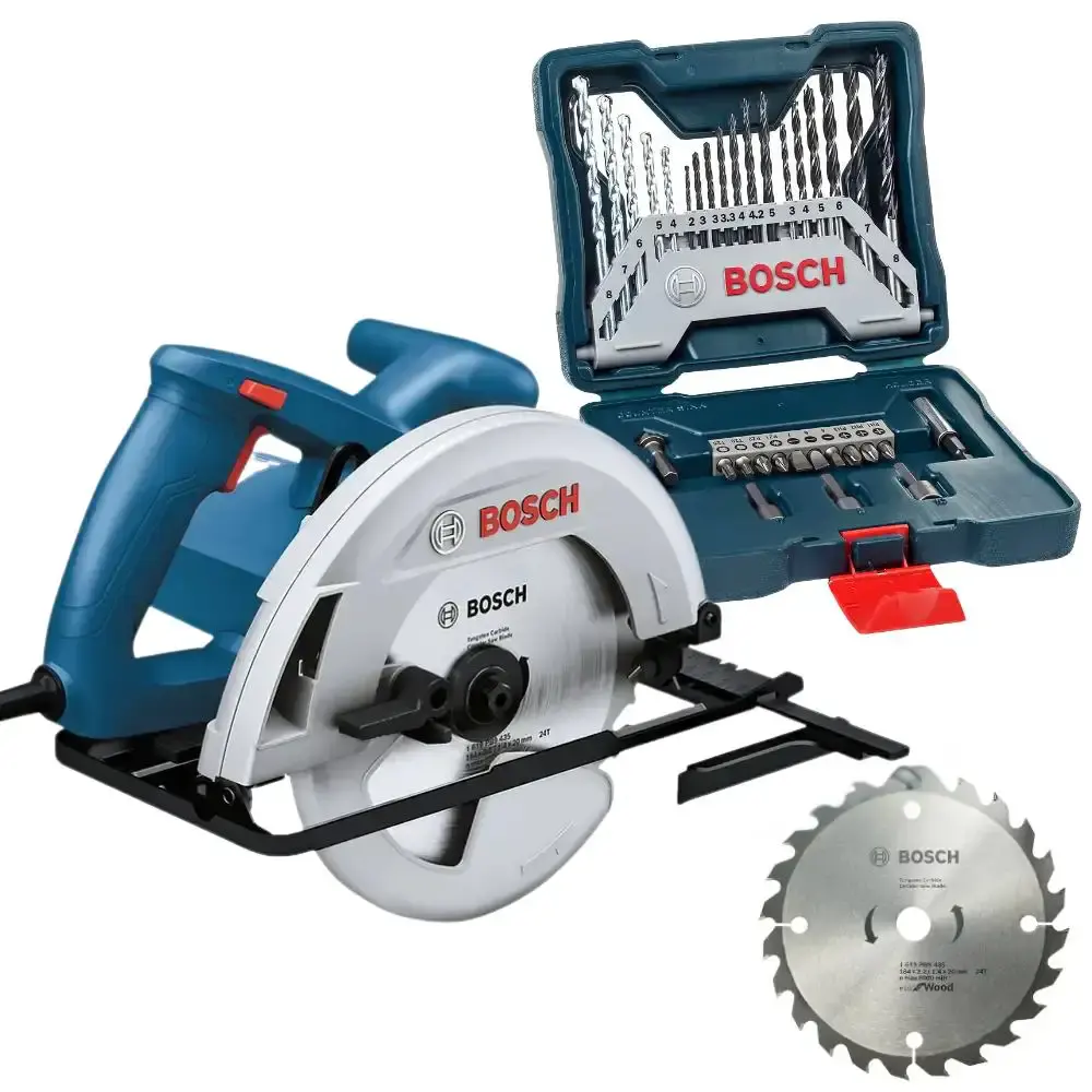 Serra circular 184MM 1300W GKS 130 com disco e estojo brocas e pontas 33 peças Bosch 110 V