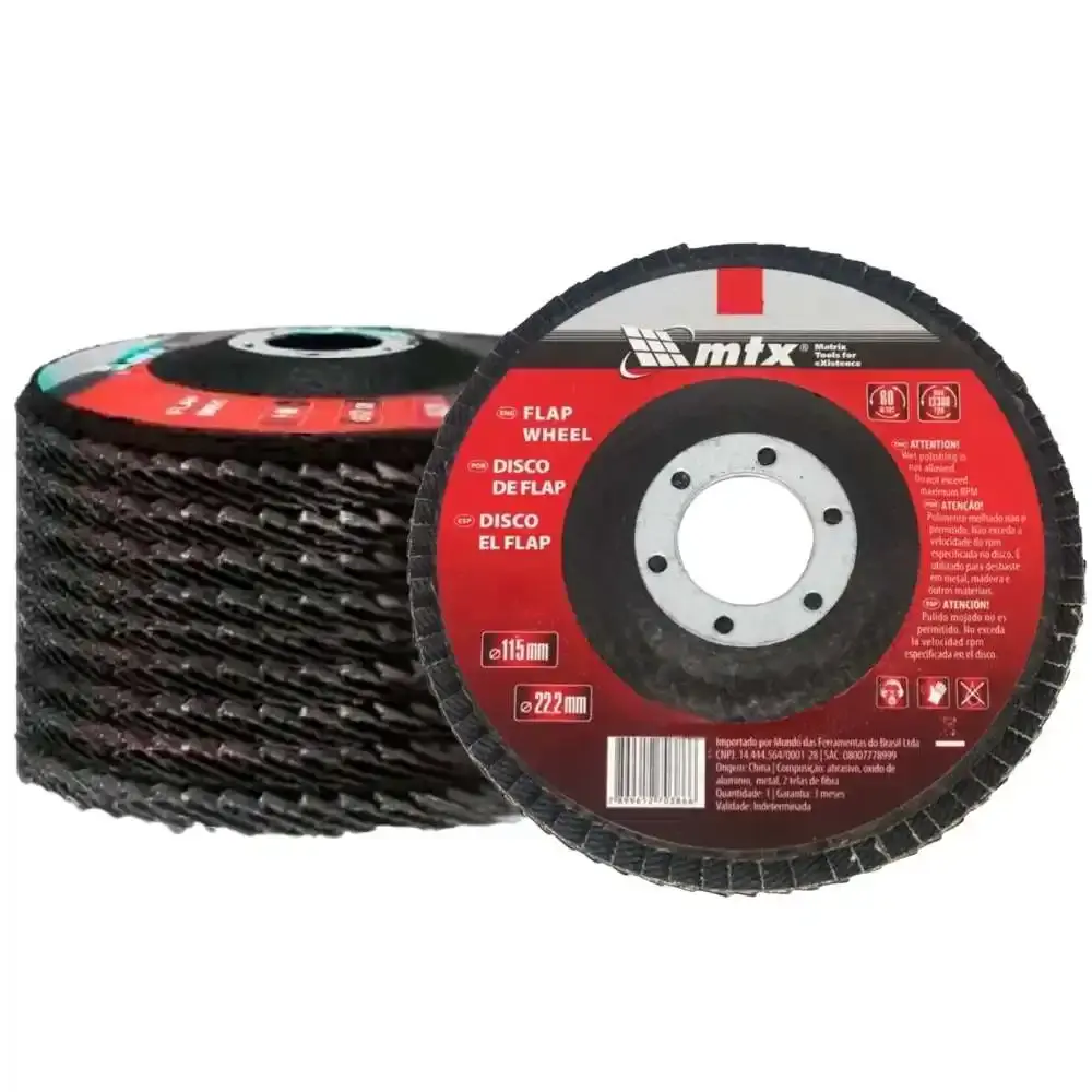 Disco de lixa flap 4.1/2 POL grão 60 kit com 50 unidades MTX