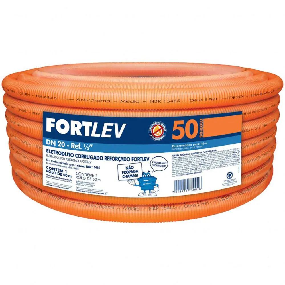Eletroduto corrugado reforçado 25MM laranja Fortlev
