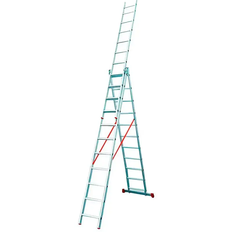Escada de alumínio tripla extensiva 3 x 11 degraus Evald