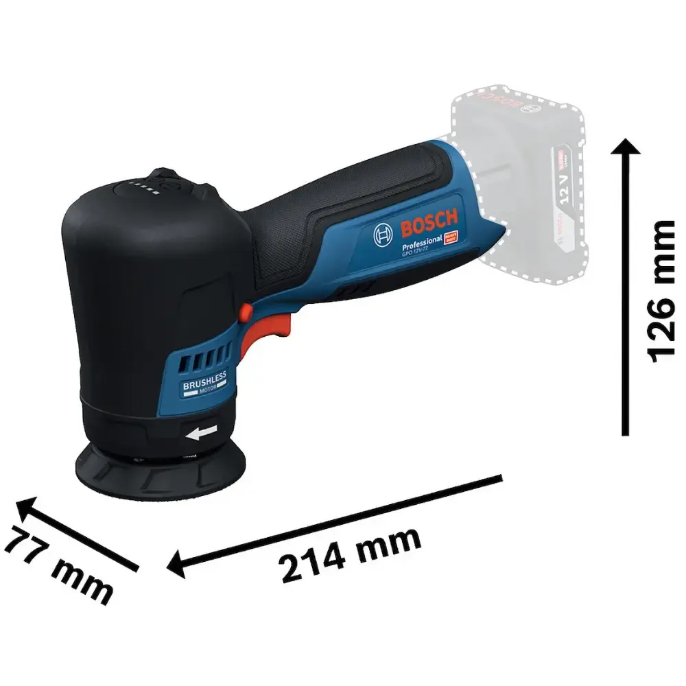 Politriz rotativa a bateria 12V 77 MM sem bateria e carregador GPO 12V-77 Bosch — fotografia 4
