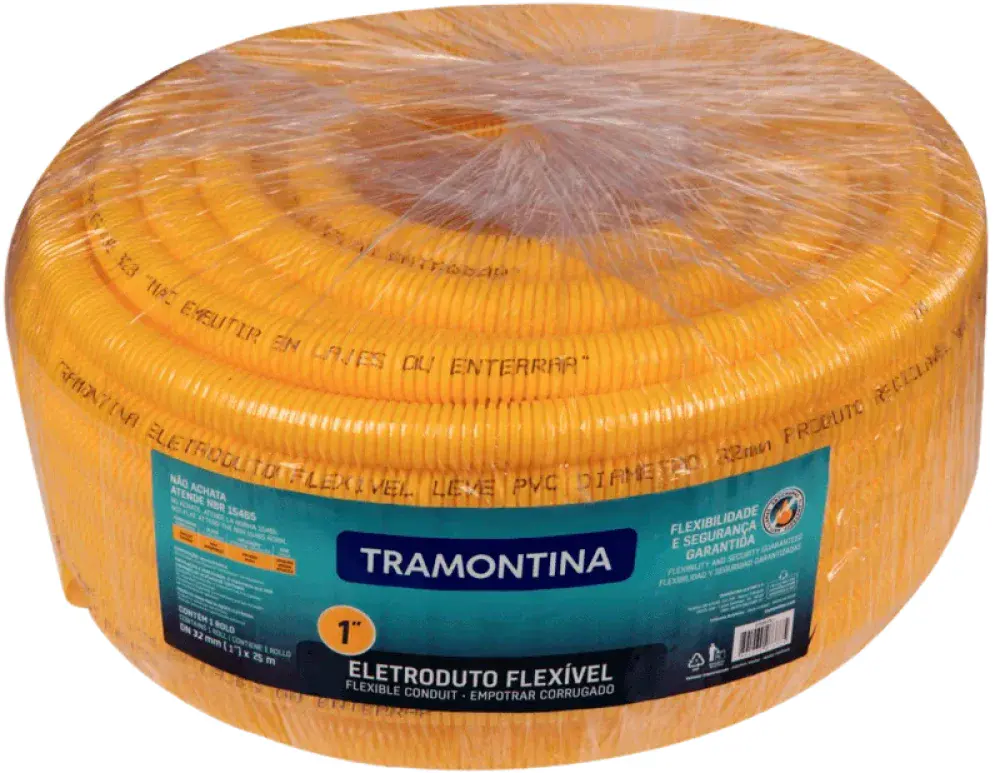 Eletroduto corrugado DN32 1 amarelo 25M Tramontina — fotografia de referência