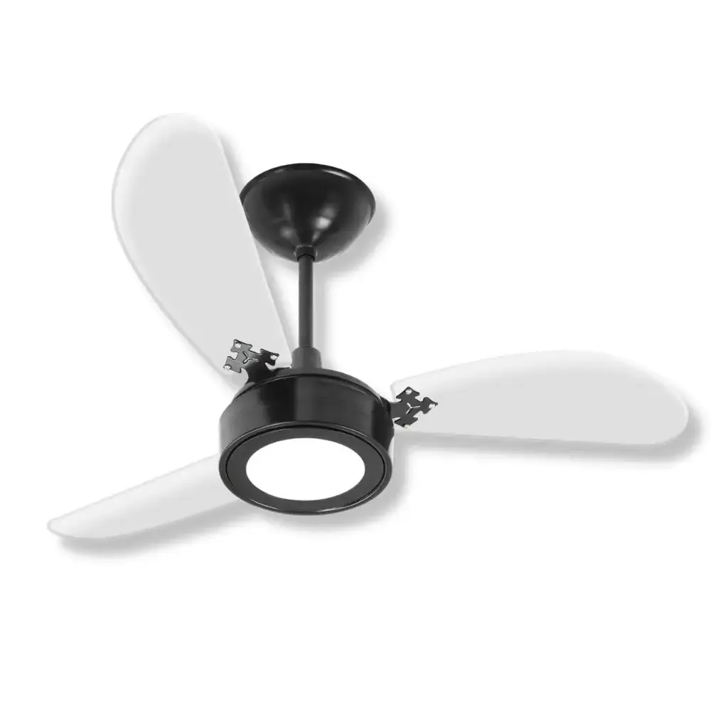 Ventilador de teto 3 pás 130W luminária LED várias cores cristal Venti-delta Branco 110 V — fotografia 3