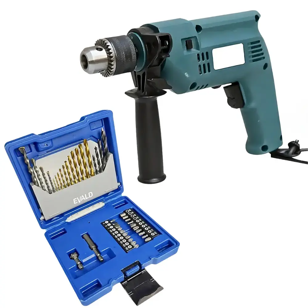Furadeira de impacto 3/8 POL 550W com estojo de brocas e pontas kit com 41 peças Evald