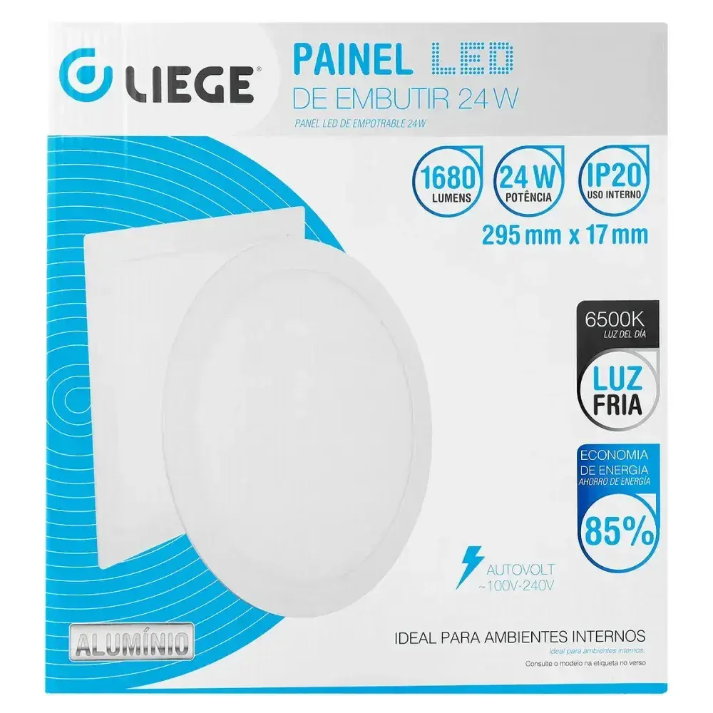 Painel de led quadrado embutir 1680LM 24W branco biv Liege — fotografia 12