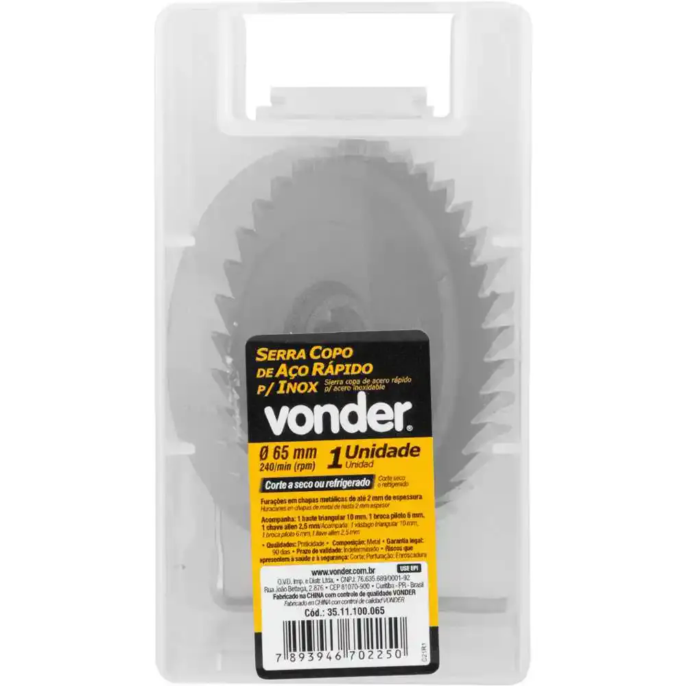 Serra copo aço rápido 65MM para inox vonder Vonder Cross — fotografia 5