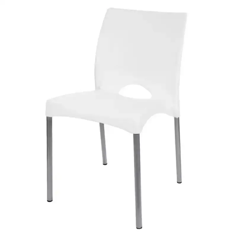 Cadeira boston pés em alumínio empilhável branco kit 2 unidades F900000 Garden — fotografia 3